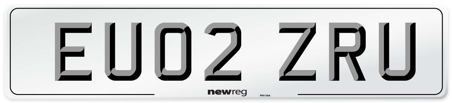 EU02 ZRU Number Plate from New Reg